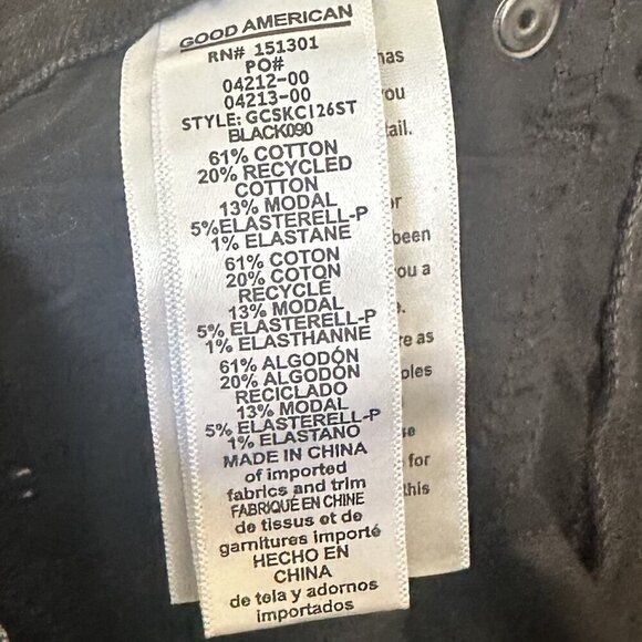 NWT Good American Black Wash Ripped Knees Skinny Jeans - Size: 4/27 - Picture 5 of 8